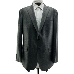 Hardwick Gray & Black Wool 2 Button/Vent Blazer Made in USA Mens Size 46L